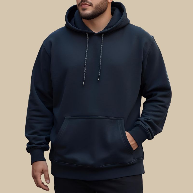 Front View Of Plain 6Xl Mens Hoodie In Black – Sports Clothing Apparel