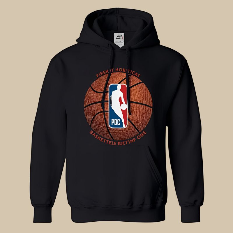 Close-Up Of Basketball Graphic Hoodie Fabric Texture And Durable Stitching