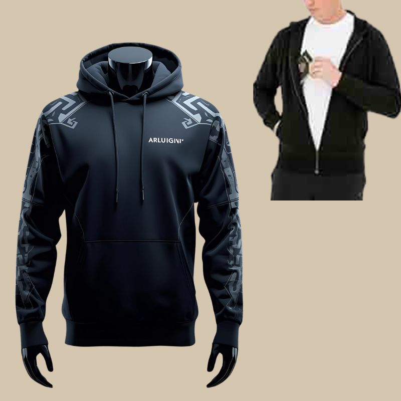 Front View Of Best Travel Hoodie With Hidden Pockets In Black Color