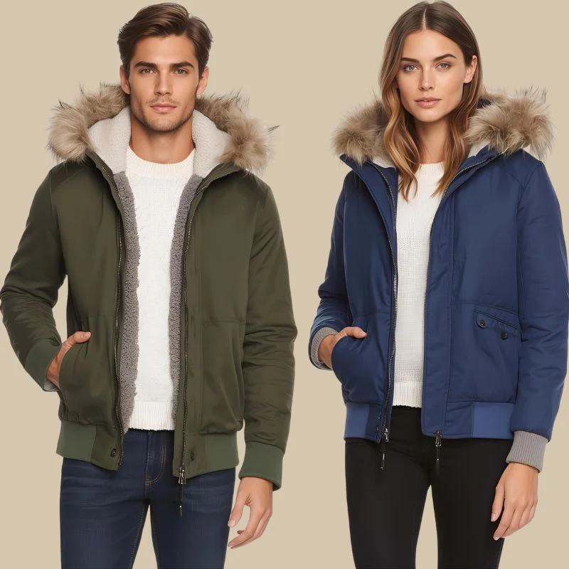 Men Wearing Fur Lined Hoodie In Grey Color – Warm And Stylish Winter Wear By Sports Clothing Apparel