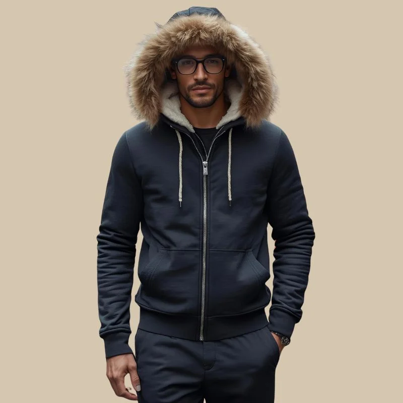 Mens Fur Lined Zip Up Hoodies