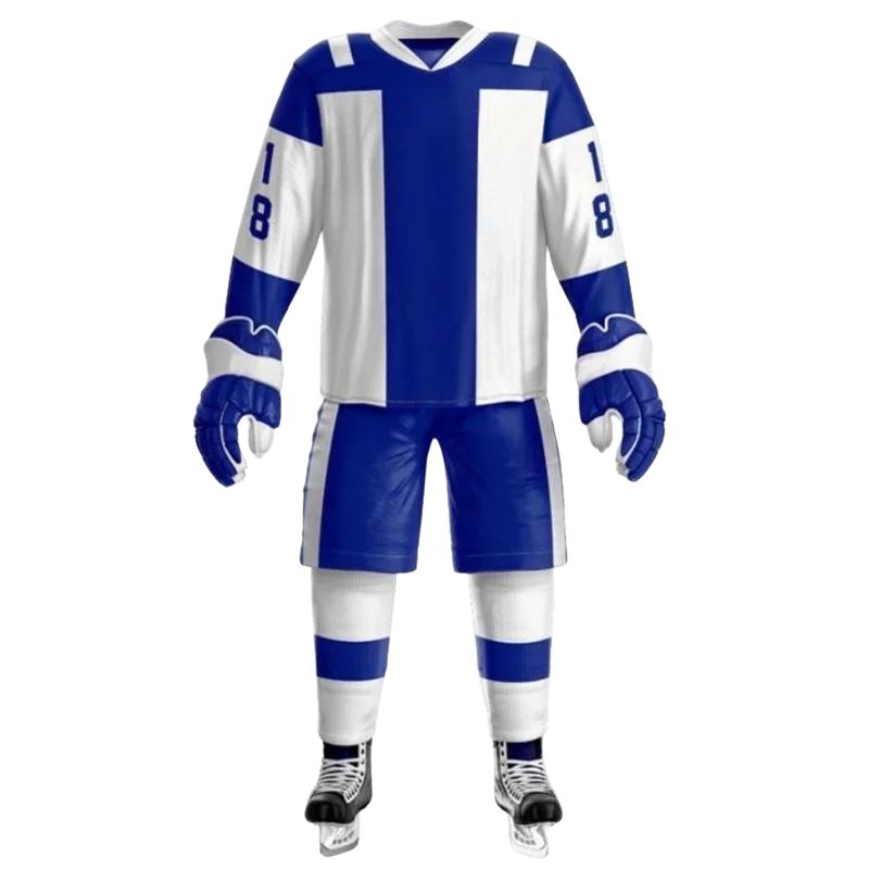 Custom Ice Hockey Uniform Set Displayed With Front And Back Number Details