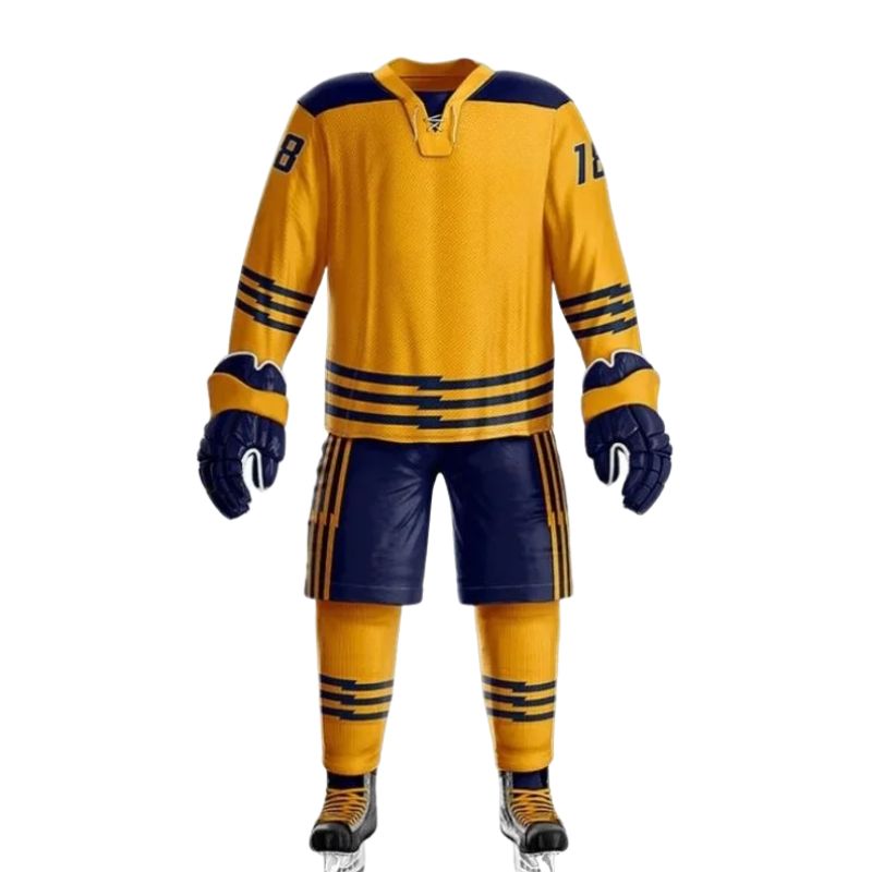 Full Ice Hockey Team Lineup Showcasing Matching Jerseys And Equipment