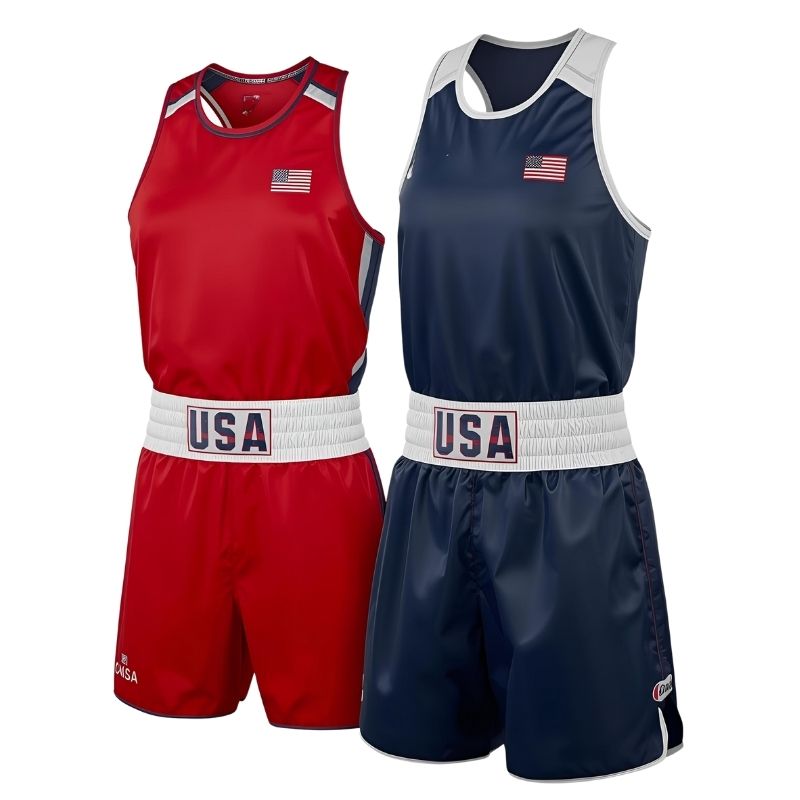 &Quot;Close-Up Of High-Quality Stitching On Usa Boxing Uniform&Quot;