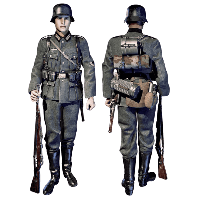 Wwii German Uniform Set Displayed For Reenactment Use