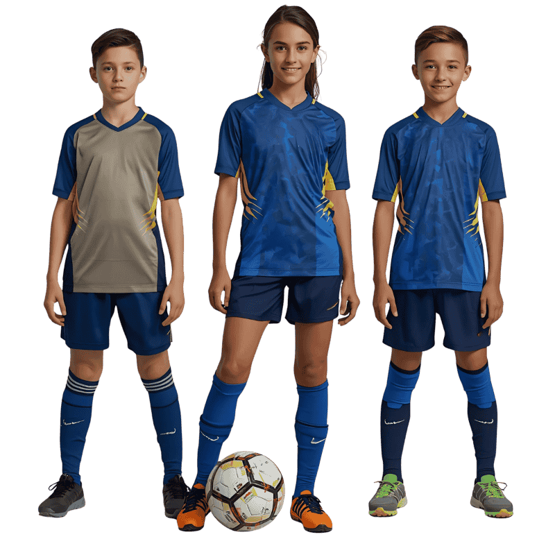 Youth Soccer Team Wearing Custom Uniforms During Match